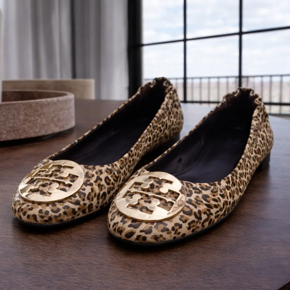 Tory Burch Reva Leopard-Print Ballet Flats (Size 8.5)